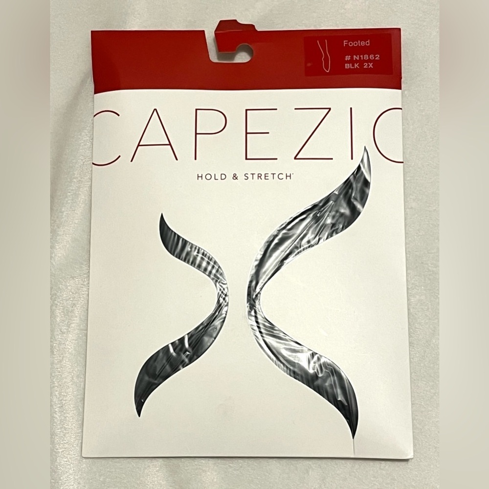 Capezio Semi-Opaque Black Footed Hold & Stretch Tights New NWT Size 2X
